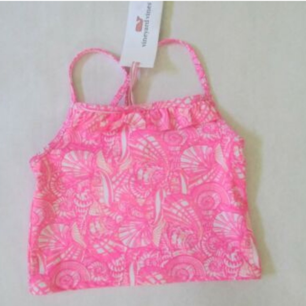 NEW VINEYARD VINES Ruffle Shell Print Tankini TOP - Picture 2 of 6